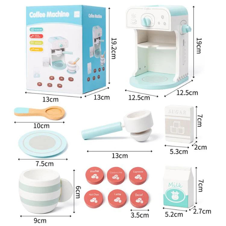 Children Pretend Play Wooden Simulation Coffee Machine Toy - Image 8