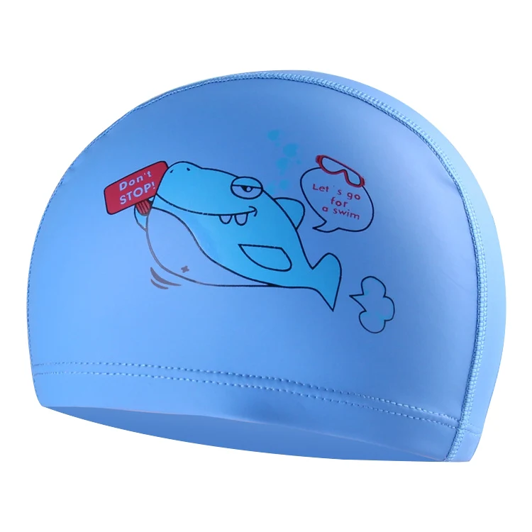 Children Waterproof Hair Care PU Coated Cartoon Pattern Swimming Cap(Blue Shark) - Image 2