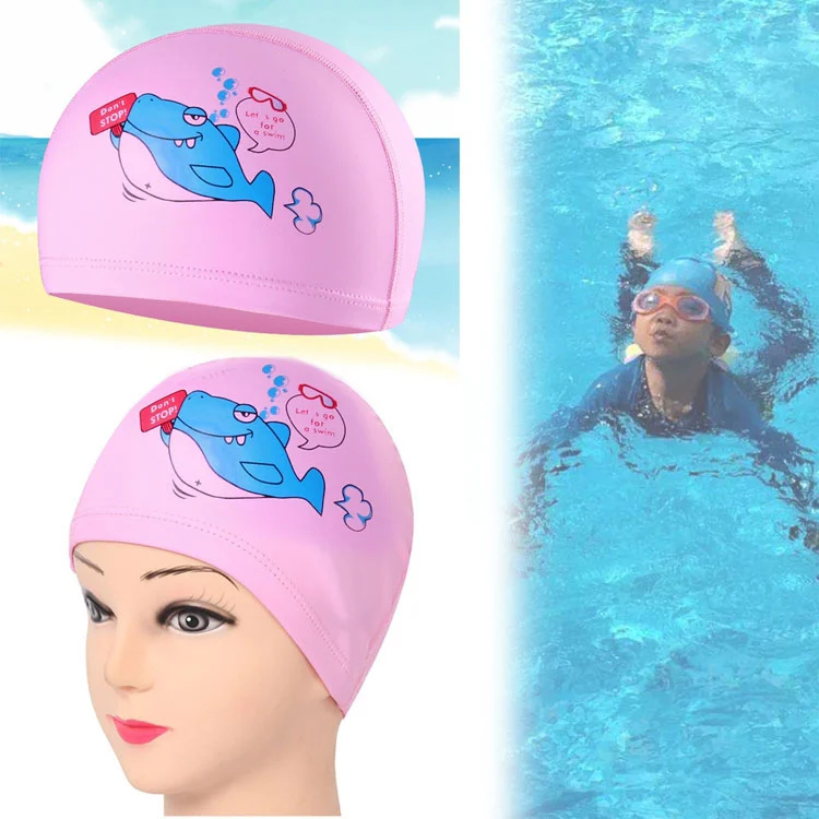 Children Waterproof Hair Care PU Coated Cartoon Pattern Swimming Cap(Blue Shark) - Image 7