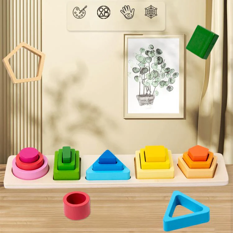 Children Wooden Magnetic Fishing Game Early Education Shape Matching Toys, Type:5 Shape - Image 2
