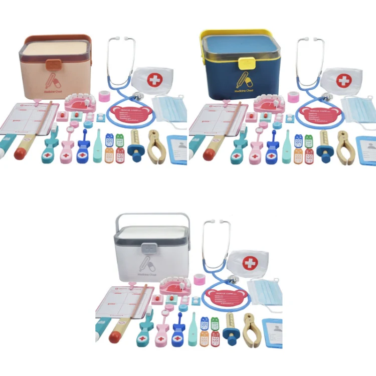 Children Wooden Simulation Medicine Box Pretend Play Toy, Colour: 25 PCS (Pink) - Image 2