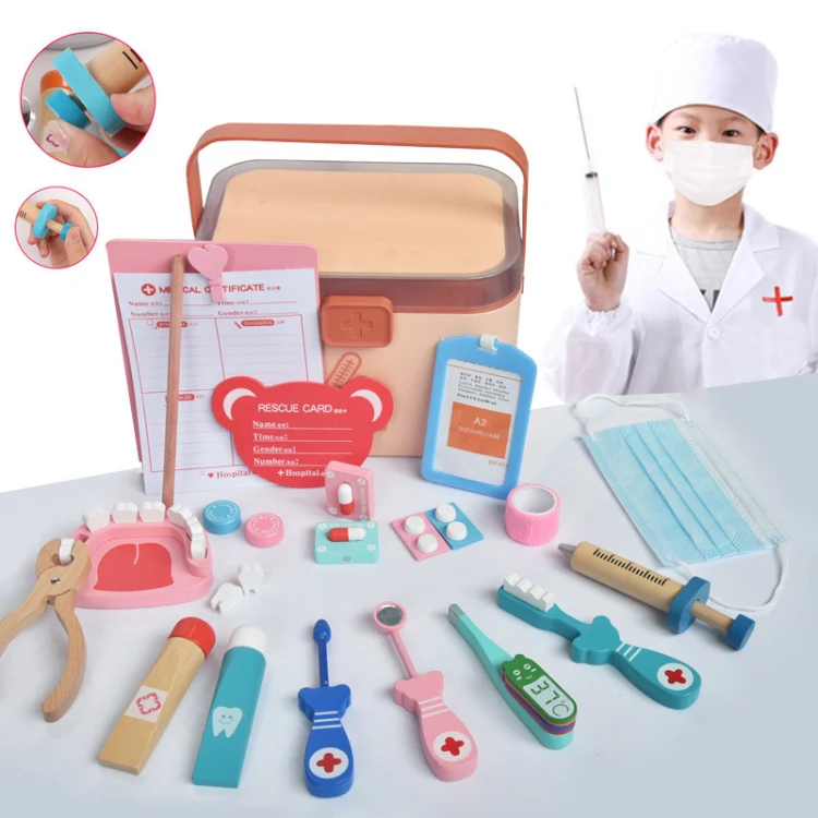 Children Wooden Simulation Medicine Box Pretend Play Toy, Colour: 25 PCS (White) - Image 4