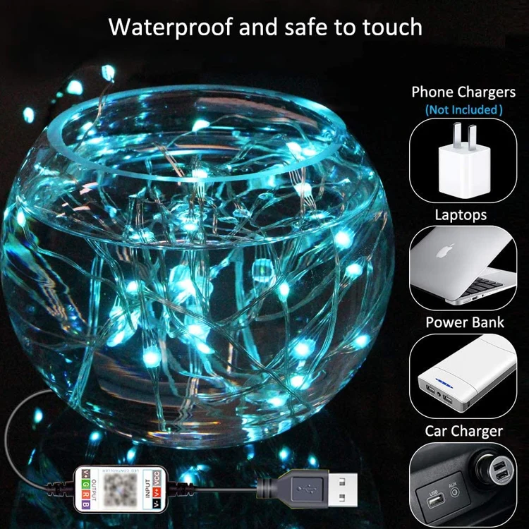 Christmas Decoration RGB Copper Wire String Light Bluetooth Mobile APP Control, Length: 2m 20 LEDs - Image 7