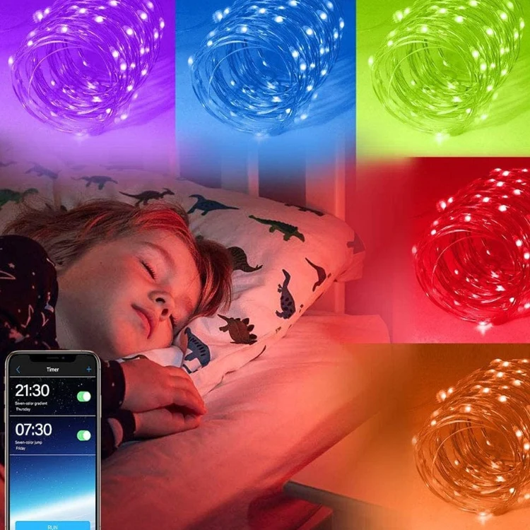 Christmas Decoration RGB Copper Wire String Light Bluetooth Mobile APP Control, Length: 5m 50 LEDs - Image 6