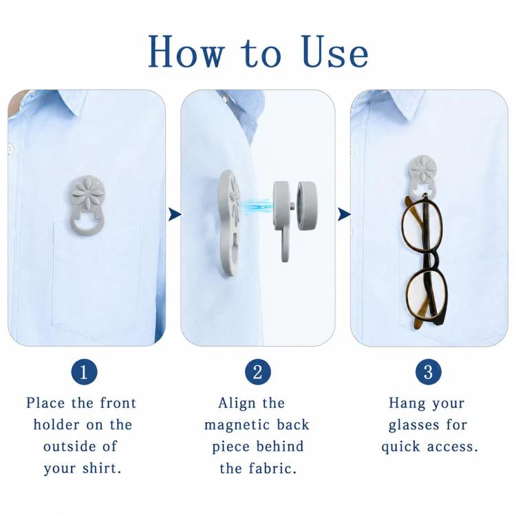 Clothes Silicone Magnetic Glasses Holder(Blue) - Image 9