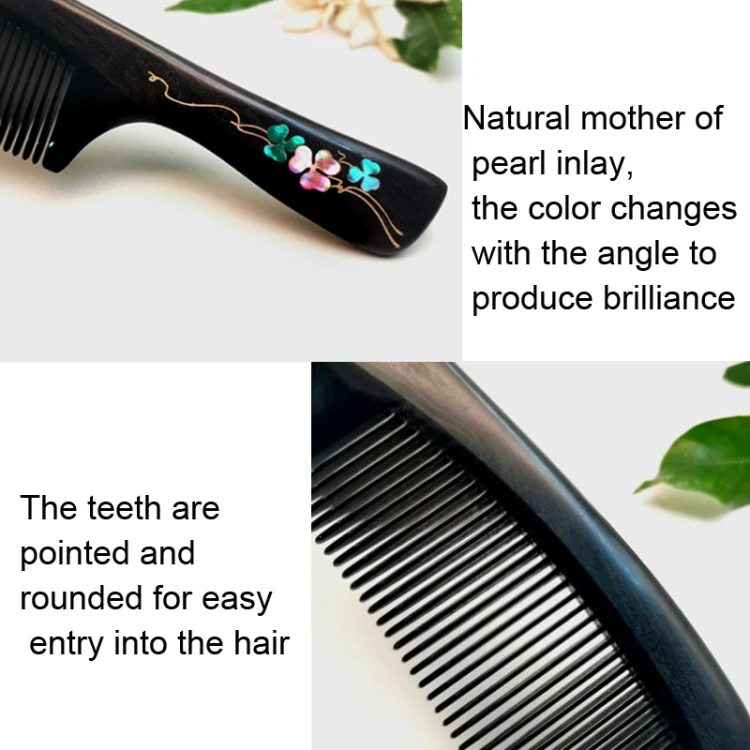 Clover Long Handle Sandalwood Comb Classical Craft Comb,Package: Gift Box - Image 3