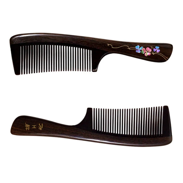 Clover Long Handle Sandalwood Comb Classical Craft Comb,Package: OPP Bag - Image 2
