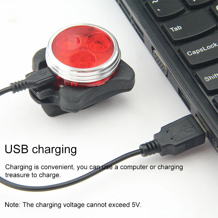 COB Lamp Bead 160LM USB Charging Four-speed Waterproof Bicycle Headlight / Taillight, Red + White Light Dimming 650MA - Image 5