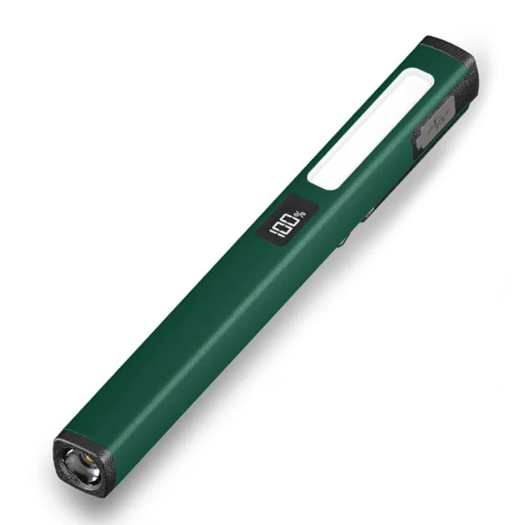 COB Pen Clip Light USB Rechargeable Auto Repair Work Light Strong Magnetic Adhesion Flashlight(Dark Green)