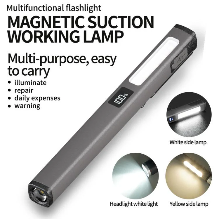 COB Pen Clip Light USB Rechargeable Auto Repair Work Light Strong Magnetic Adhesion Flashlight(Dark Green) - Image 2