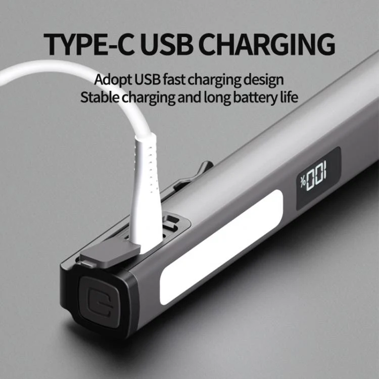 COB Pen Clip Light USB Rechargeable Auto Repair Work Light Strong Magnetic Adhesion Flashlight(Dark Green) - Image 5