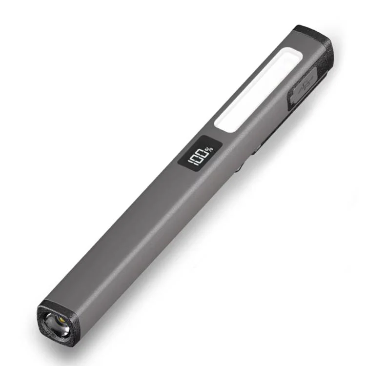 COB Pen Clip Light USB Rechargeable Auto Repair Work Light Strong Magnetic Adhesion Flashlight(Gray)