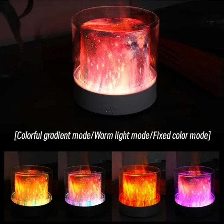 Colorful Light Flame Aromatherapy Humidifier Home Ambient Light Desktop Fragrance Diffuser(White) - Image 4