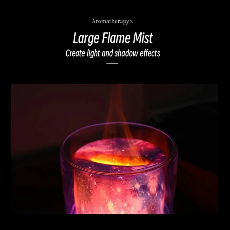 Colorful Light Flame Aromatherapy Humidifier Home Ambient Light Desktop Fragrance Diffuser(White) - Image 7