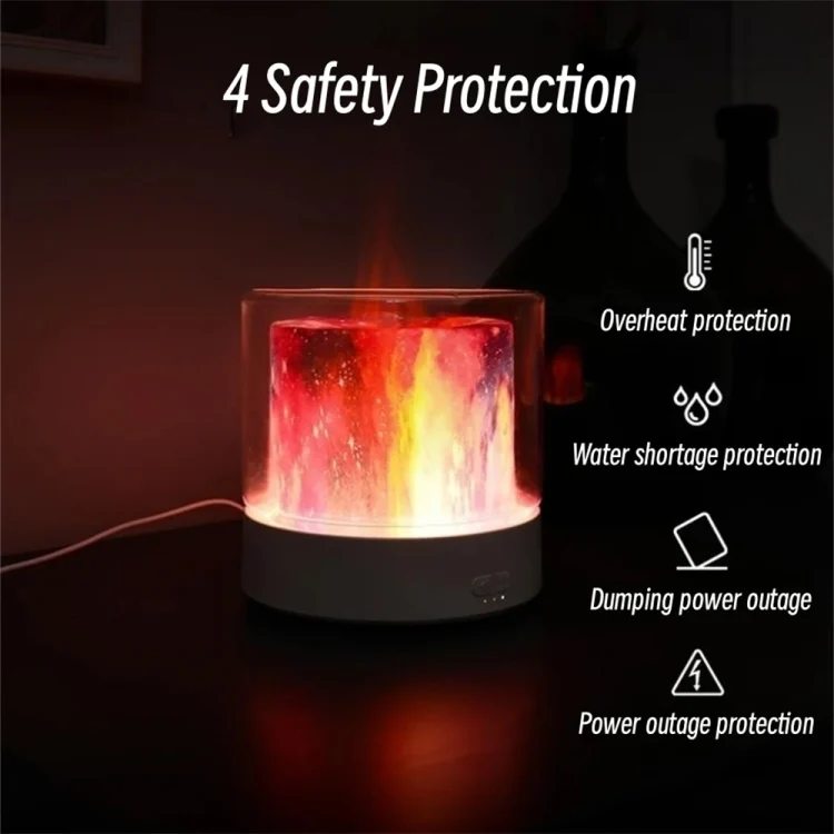 Colorful Light Flame Aromatherapy Humidifier Home Ambient Light Desktop Fragrance Diffuser(White) - Image 9
