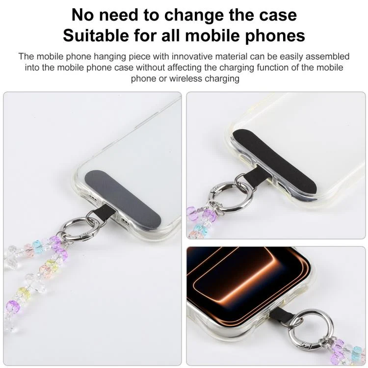 Colorful Transparent Crystal Beaded Phone Charm Strap(Purple) - Image 2