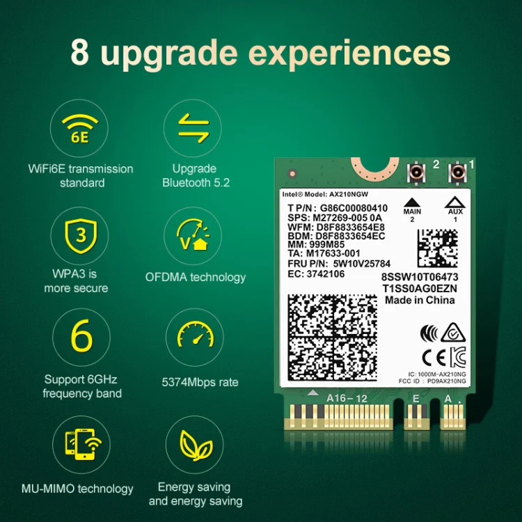 COMFAST AX210 vPro-M 5374Mbps Bluetooth 5.2 Tri-band Wireless Network Card - Image 3