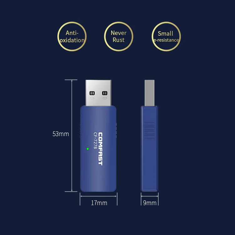 COMFAST CF-727B 1300Mbps Dual Frequency Gigabit USB Desktop Transmitter Receiver Portable Bluetooth V4.2 + WiFi Wireless Network Card - Image 11