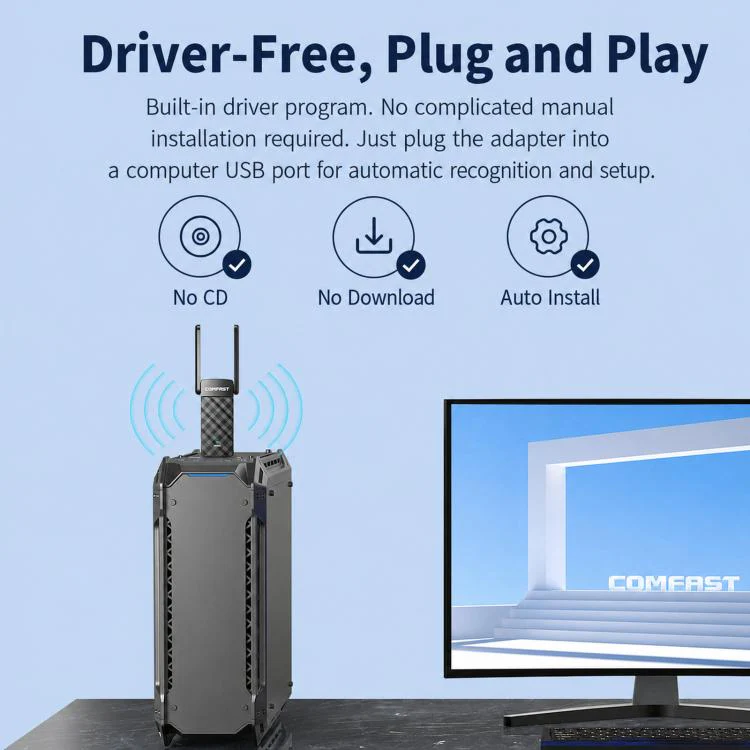 COMFAST CF-943F V2 AX900 WiFi 6 Bluetooth 5.4 USB Adapter Dual-Band Wireless Network Card - Image 8