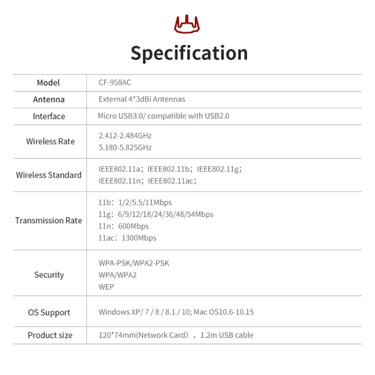 Comfast CF-958AC High Power PA Wifi Adapter 1900Mbps Gigabit E-Sports Network Card 2.4Ghz+5.8Ghz USB 3.0 PC Lan Dongle Receiver - Image 21