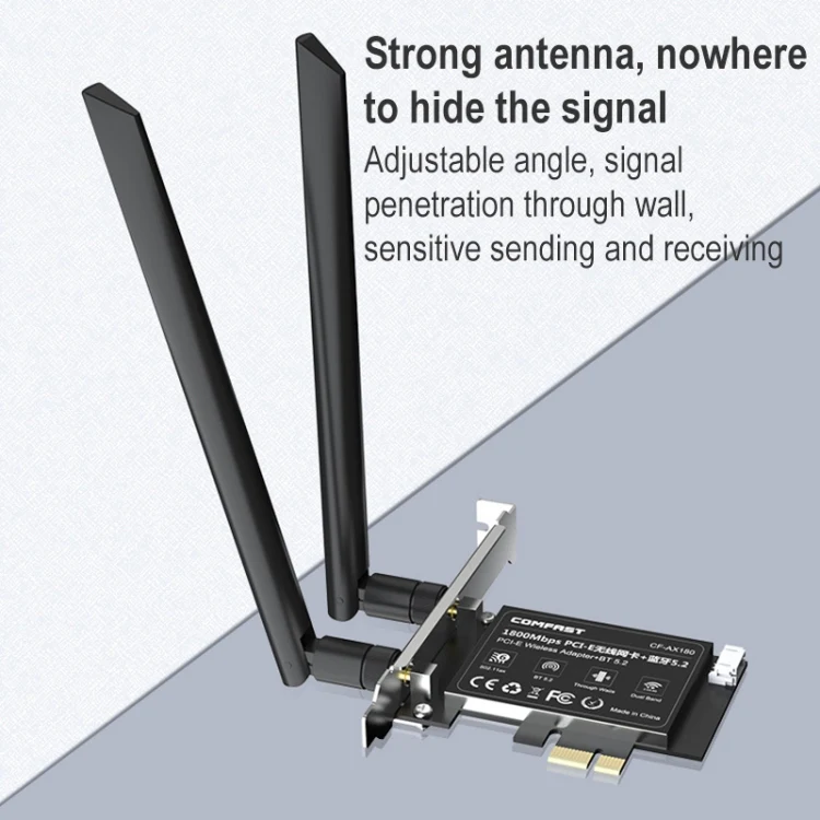 COMFAST CF-AX180 1800Mbps PCI-E Bluetooth 5.2 Dual Frequency Gaming WiFi 6 Wireless Network Card without Heat Sink - Image 5