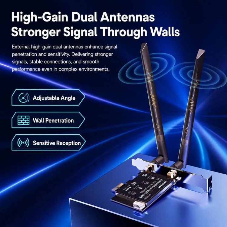 COMFAST CF-BE650 Tri-Band 6500Mbps WiFi 7 PCIe Card Bluetooth 5.4 Desktop Wireless Adapter - Image 6