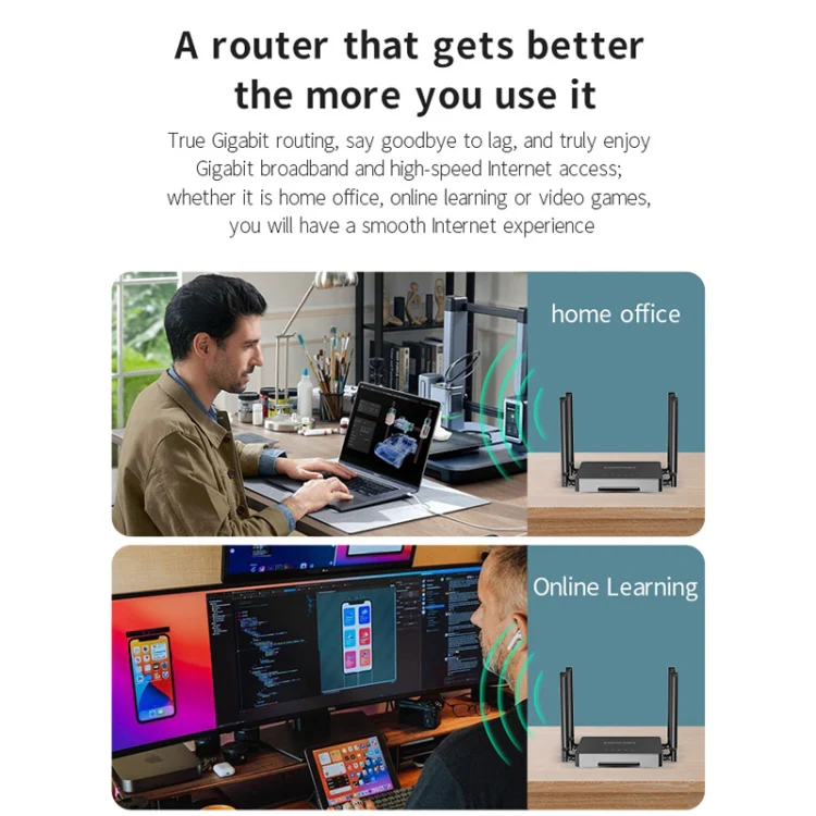 COMFAST CF-N5 V2 1200Mbps WiFi6 Dual Band Wireless Router With Gigabit Ethernet Port, 4x5dBi Antenna(US Plug) - Image 10