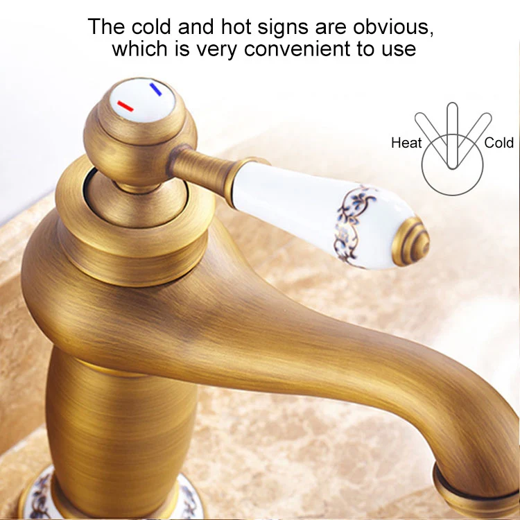 Copper Antique Hot Cold Double Blue White Porcelain Faucet - Image 10