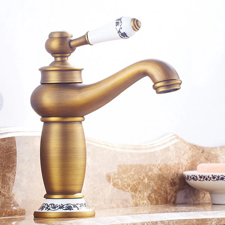 Copper Antique Hot Cold Double Blue White Porcelain Faucet - Image 11