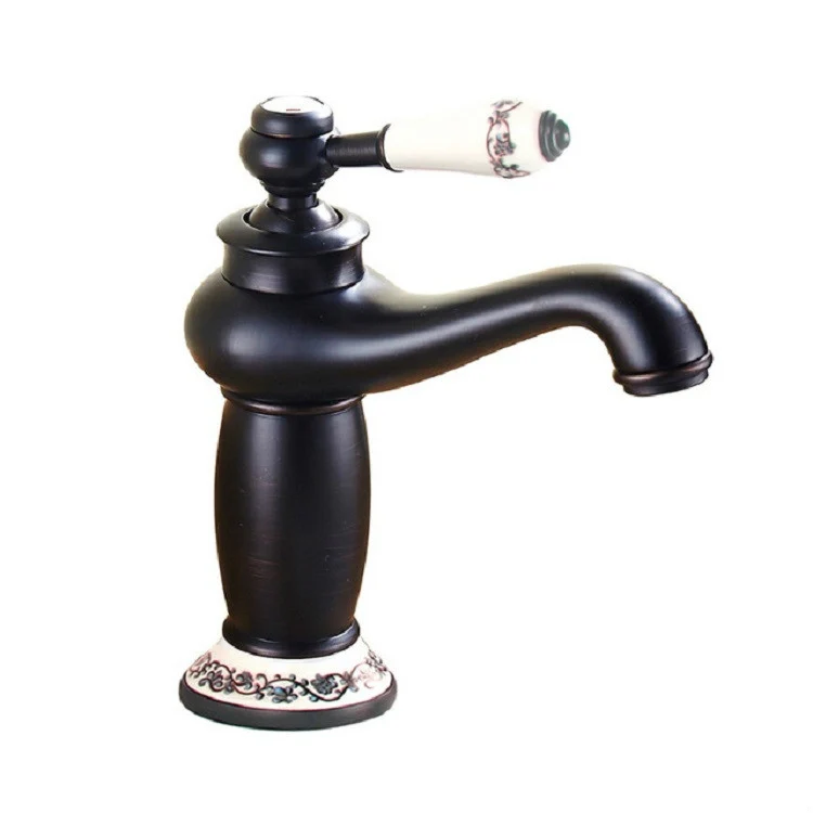 Copper Antique Hot Cold Double Blue White Porcelain Faucet - Image 2