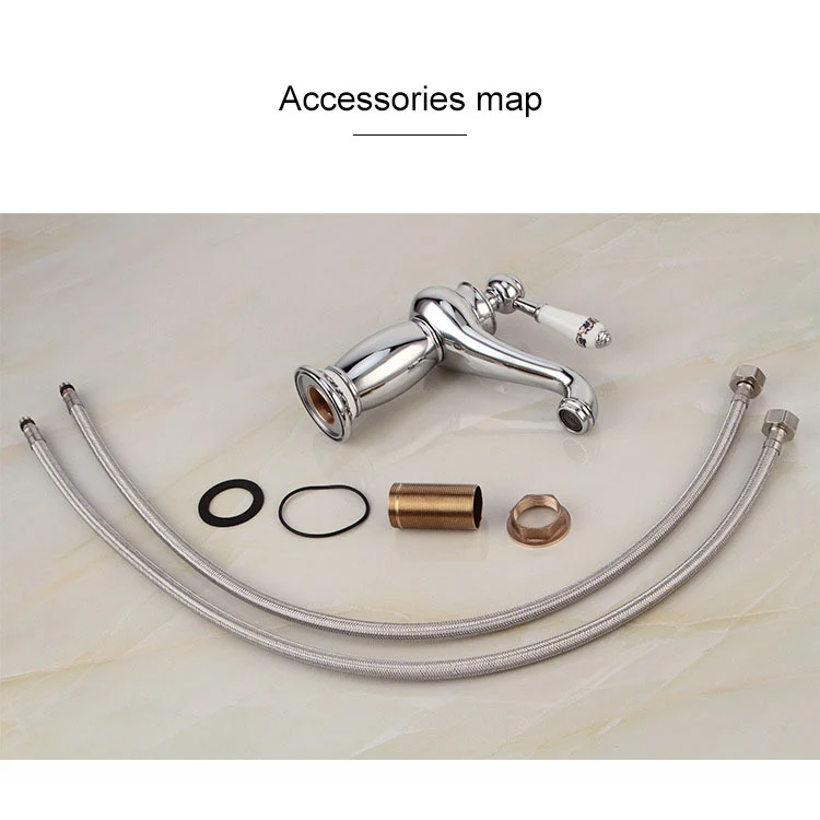 Copper Antique Hot Cold Double Blue White Porcelain Faucet - Image 8