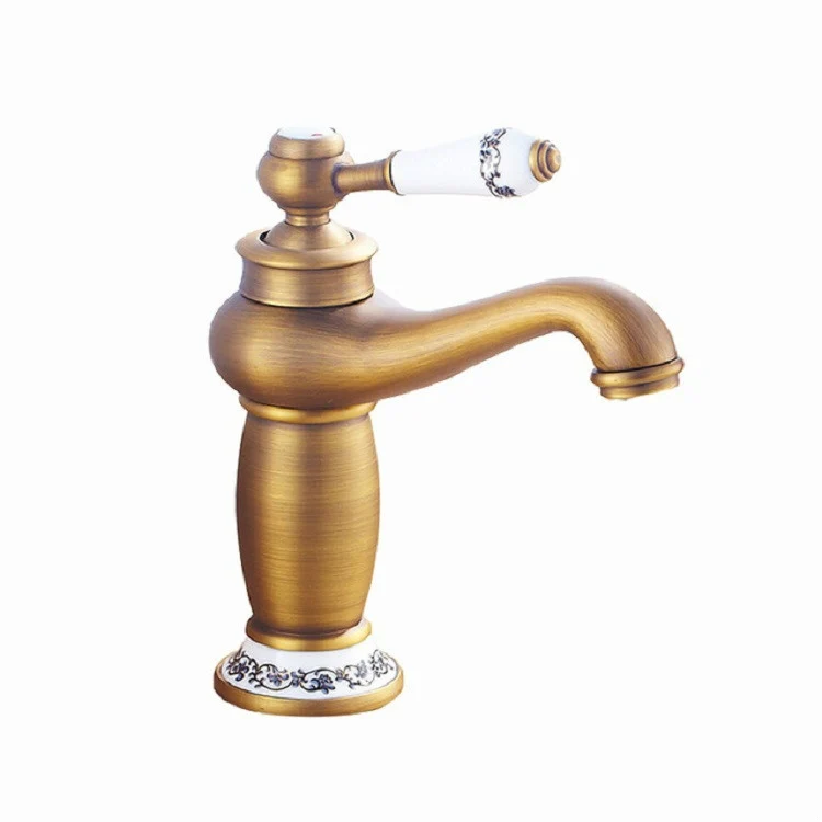 Copper Antique Hot Cold Double Blue White Porcelain Faucet - Image 2