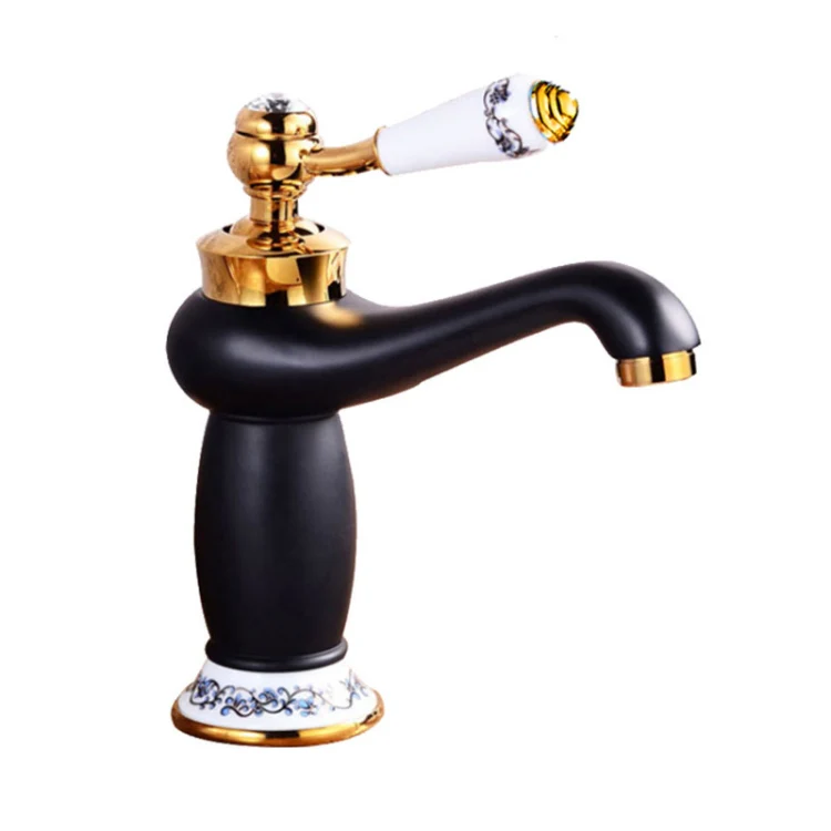 Copper Antique Hot Cold Double Blue White Porcelain Faucet - Image 2