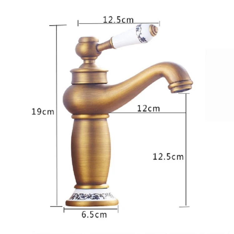 Copper Antique Hot Cold Double Blue White Porcelain Faucet - Image 9