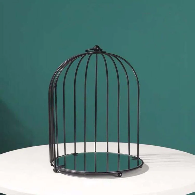 Cosmetic Storage Rack Bird Cage Desktop Shelf Dresser Skin Care Finishing Rack, Size:Small, Color:Black - Image 2