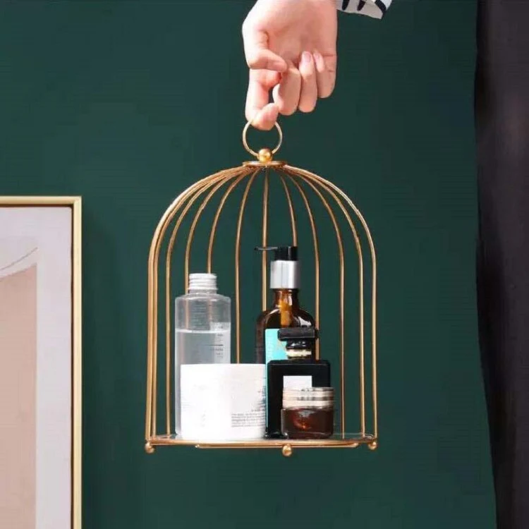 Cosmetic Storage Rack Bird Cage Desktop Shelf Dresser Skin Care Finishing Rack, Size:Small, Color:Black - Image 4