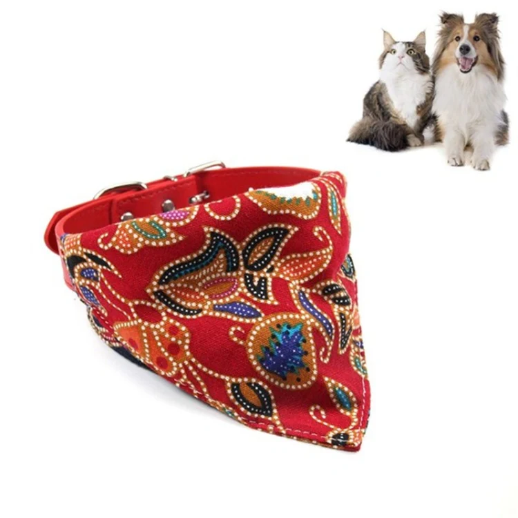 Cotton Pet Bib Cat Headband Dog Saliva Towel, Size:M(Red)
