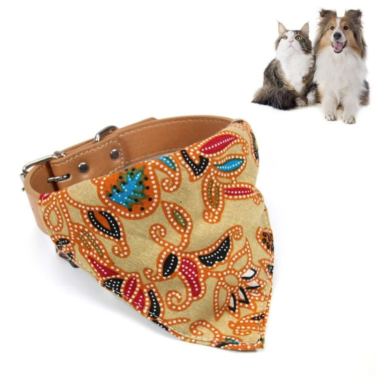 Cotton Pet Bib Cat Headband Dog Saliva Towel, Size:XS(Khaki)