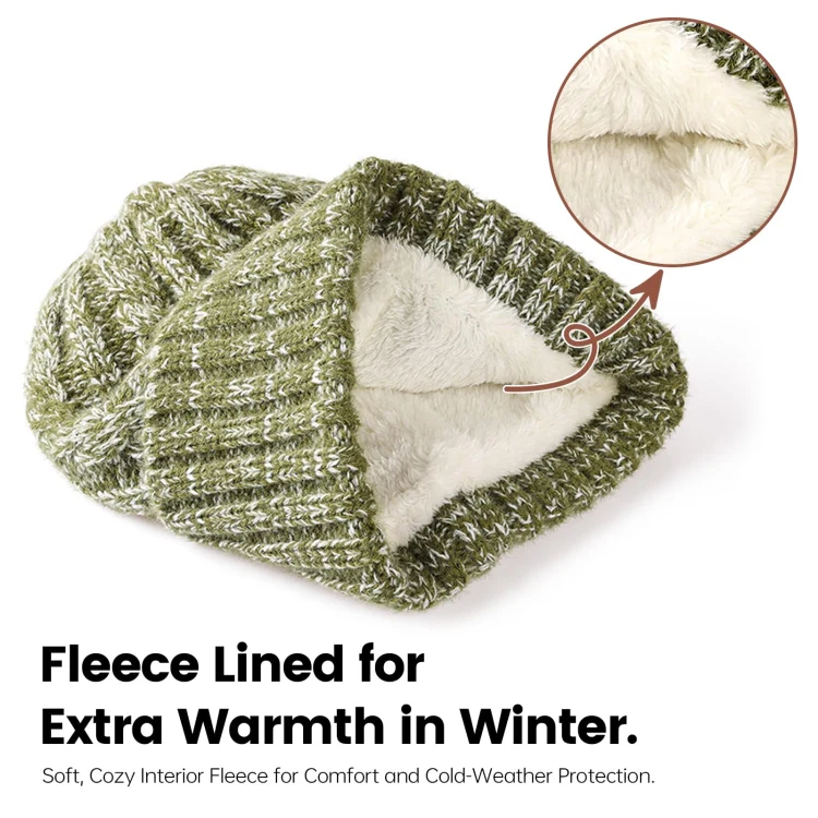 Couple Winter Hat Scarf Gloves 3 In 1 Set Thick Wool Knitted Warm Set(Black) - Image 4