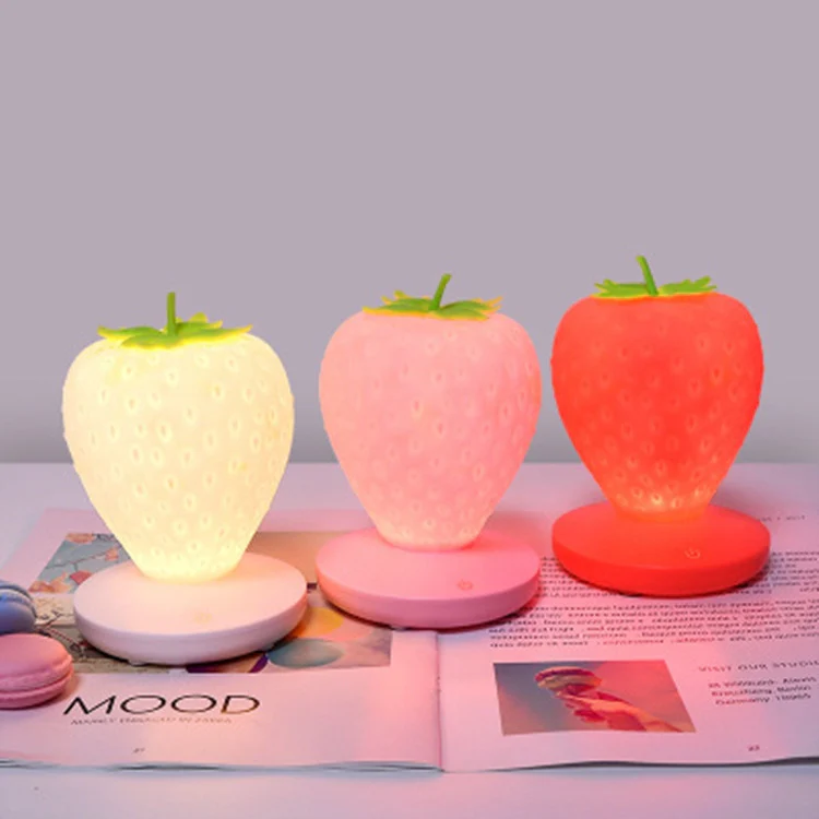 Creative Home LED Silicone Strawberry Night Light USB Rechargeable Bedside Decoration Atmosphere Light(Red) - Image 6