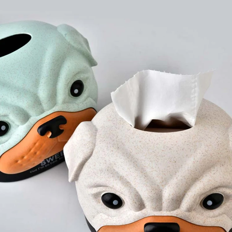 Creative Wheat Bobbi Dog Tissue Box Living Room Bedroom Desktop Pumping Paper Roll Paper Storage Box(Green) - Image 4