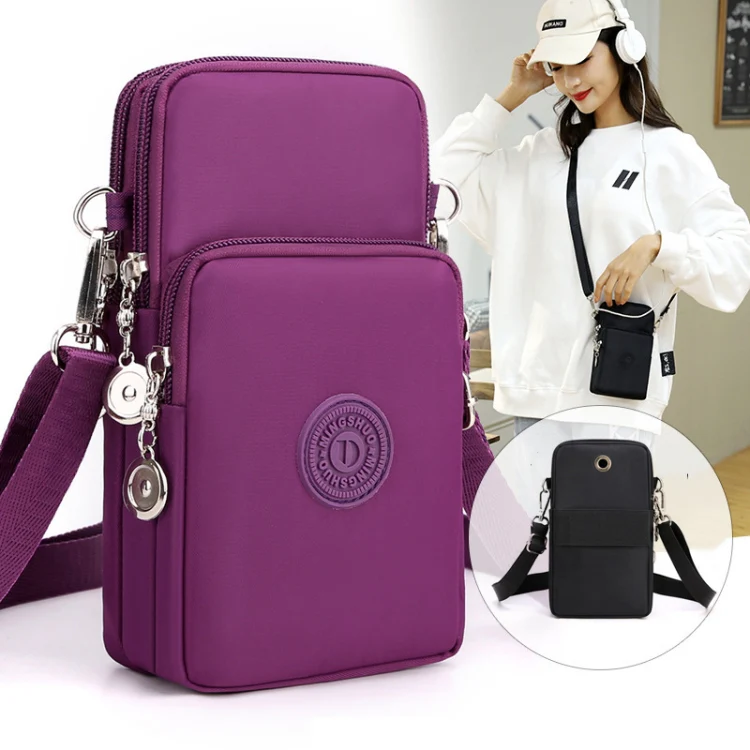 Crossbody Mobile Phone Bag Vertical Wallet Arm Bag With Headphone Hole(Black Balloon) - Image 2