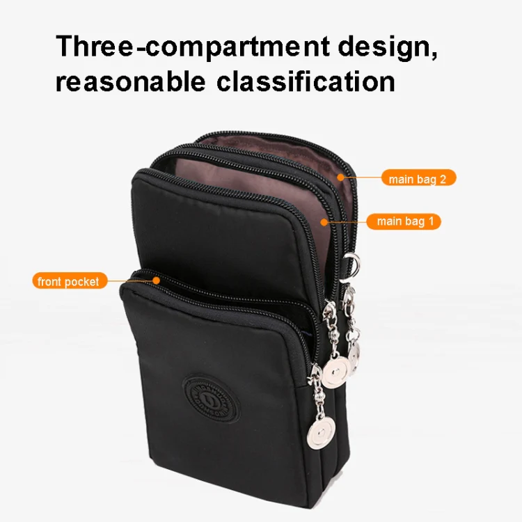Crossbody Mobile Phone Bag Vertical Wallet Arm Bag With Headphone Hole(Black Balloon) - Image 5