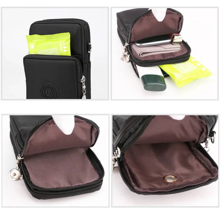 Crossbody Mobile Phone Bag Vertical Wallet Arm Bag With Headphone Hole(Green) - Image 6