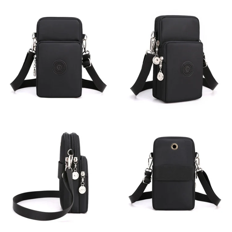 Crossbody Mobile Phone Bag Vertical Wallet Arm Bag With Headphone Hole(Wine Red) - Image 3