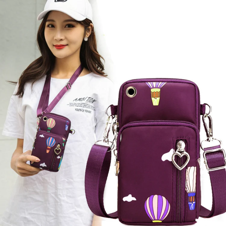 Crossbody Mobile Phone Bag Vertical Wallet Wrist Pouch With Arm Band for Women, Style: Blue Balloon - Image 2