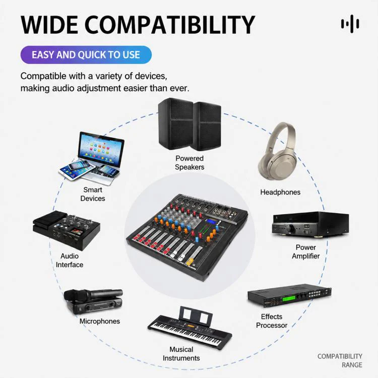 CT-8 8-Channel Professional Bluetooth Mixer USB Sound Card, Plug Type:UK Plug(Blue) - Image 9