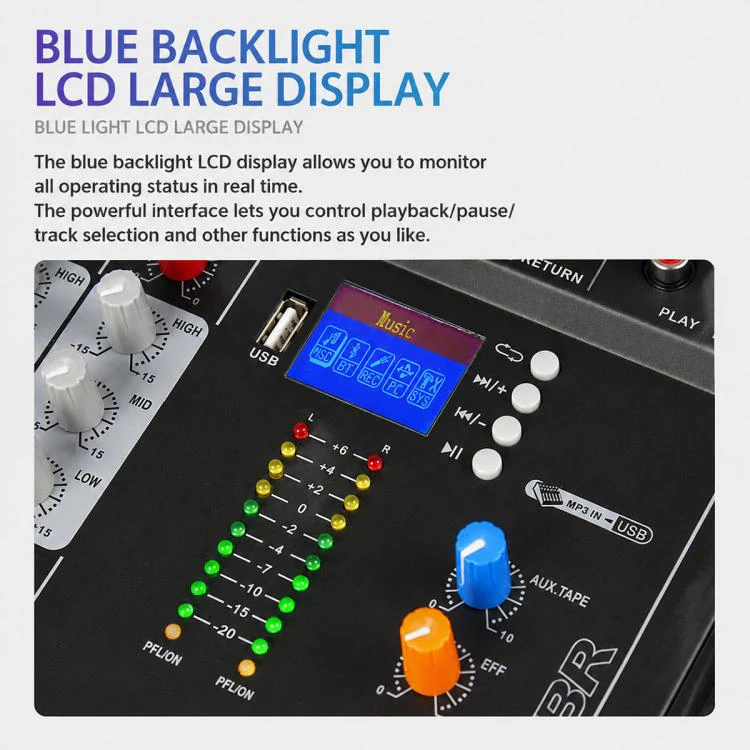 CT-8 8-Channel Professional Bluetooth Mixer USB Sound Card, Plug Type:US Plug(Blue) - Image 6