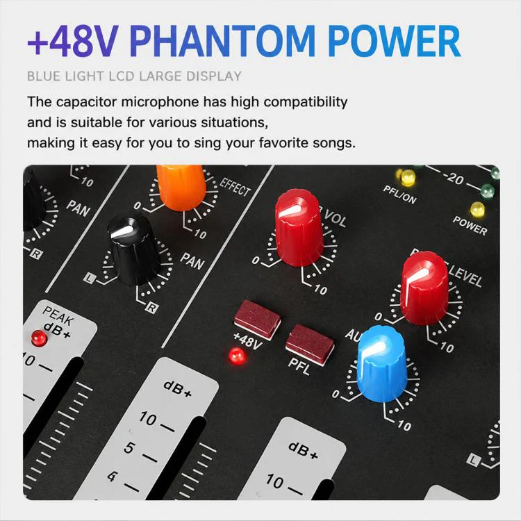 CT-8 8-Channel Professional Bluetooth Mixer USB Sound Card, Plug Type:US Plug(Blue) - Image 7