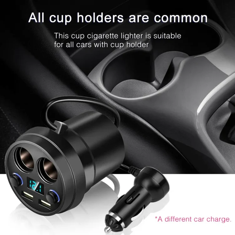 Cup Car Charger Dual USB Corded Cigarette Lighter Mobile Phone Charger(Black) - Image 6